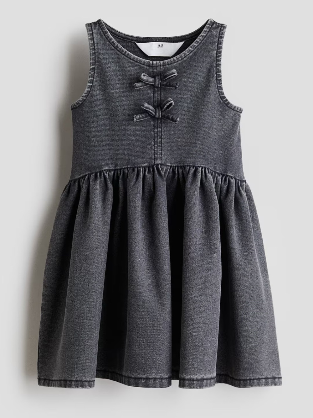 H&M Girls' Washed Charcoal Sleeveless Denim Dress